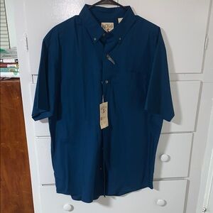 Casual Blue Button Down Shirt with Textured Fabric
